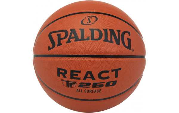 Мяч баскетбольный Spalding TF-250 React 76802z, р.6, 8 панелей, композит. кожа (ПУ), коричн-черн. 600_380