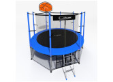Батут i-Jump Classic Basket 10FT 306 см с нижней сетью и лестницей синий