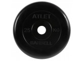 Диск обрезиненный d51мм MB Barbell Atlet 25кг черный MB-AtletB51-25