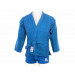 Комплект для Самбо (куртка, шорты трикотаж) плетенный, лицензионный, синий 75_75