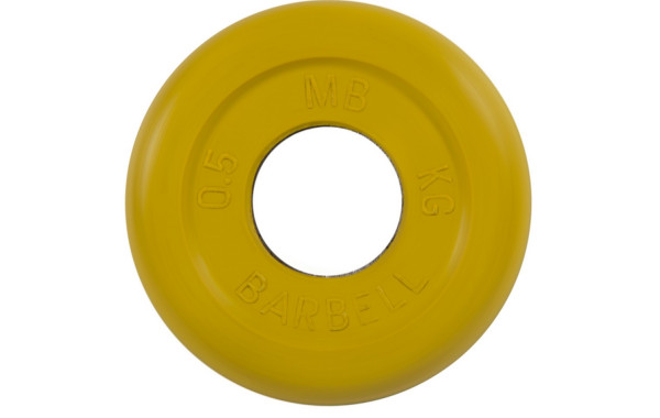Диск обрезиненный d31мм MB Barbell MB-PltC31-0,5 0,5 кг желтый 600_380