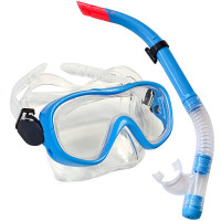 Набор для плавания маска+трубка Sportex E33109-1 синий, (ПВХ)