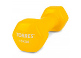 Гантель 1,5 кг Torres металл в виниловой оболочке, форма шестигранник PL522203 желтый