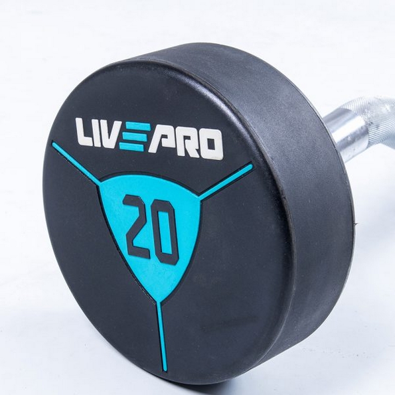 Фиксированная кривая штанга  15кг Ez Curl Urethane Barbells Live Pro LP8011-15 800_800