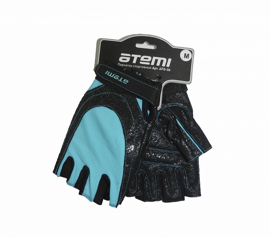 Перчатки для фитнеса Atemi AFG06BE, черно-голубые 910_800