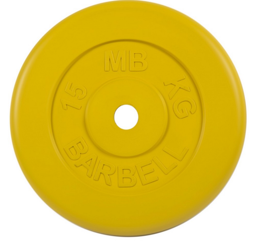 Диск обрезиненный d31мм MB Barbell MB-PltC31-15 15 кг желтый 992_940