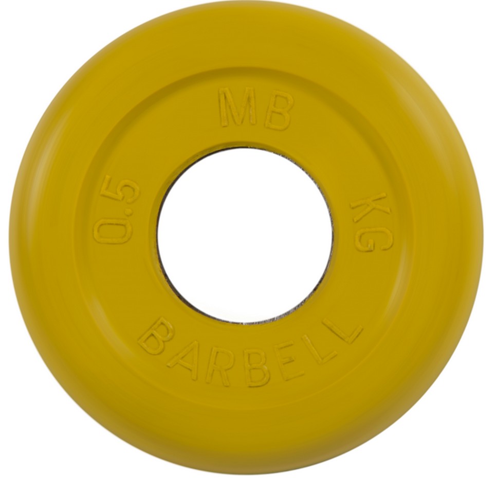 Диск обрезиненный d31мм MB Barbell MB-PltC31-0,5 0,5 кг желтый 965_950