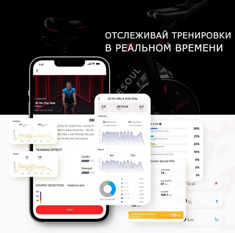 Велотренажер с нагрудным пульсометром Yesoul Smart M1 M1WHITEV206 White 806_800