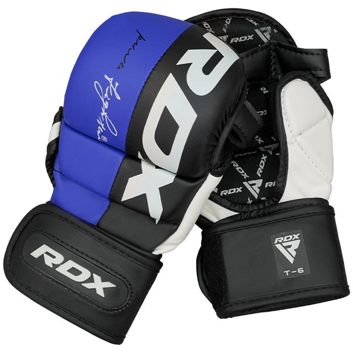 Перчатки тренировочные RDX Grappling T6 Plus GGR-T6U+ синий 1200_1200