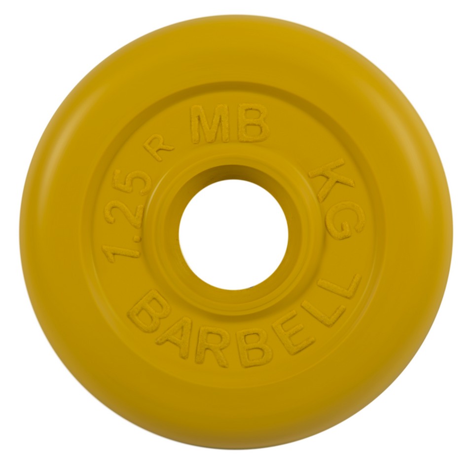 Диск обрезиненный d31мм MB Barbell MB-PltC31-1,25 1,25 кг желтый 953_950